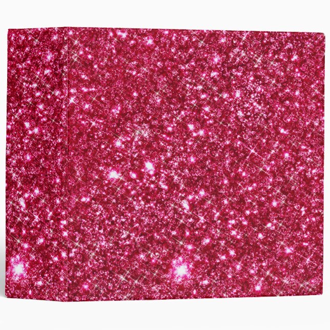 hot pink fuchsia tiny sequin glitter print binder (Front/Spine)