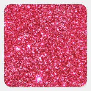hot pink fuchsia tiny sequin glitter print square sticker