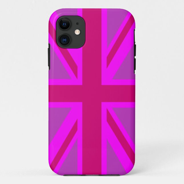 Hot Pink Fuchsia Union Jack Decor Case-Mate iPhone Case (Back)