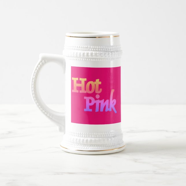 Hot Pink fuchsia white stein gold trim (Left)