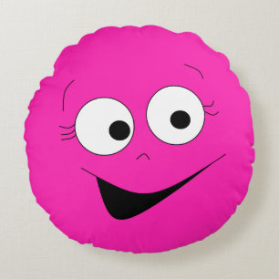 Hot Pink Funny Silly Face Face Pillow