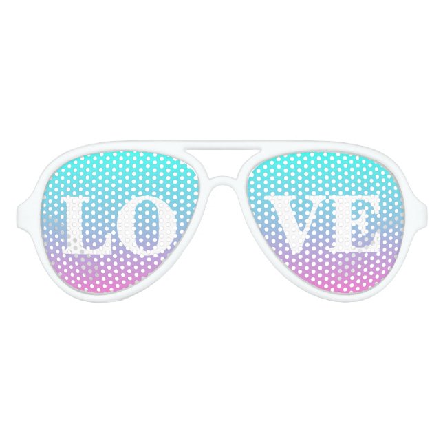hot pink Fuschia turquoise ombre wedding favour Aviator Sunglasses (Front)