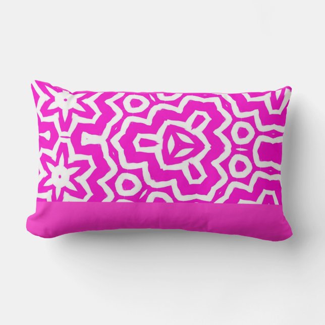 Hot Pink, Fuschia, White Zebra Lumbar Pillow (Front)