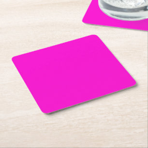Hot Pink Fushcia Fluo Neon Colour Customize This! Square Paper Coaster