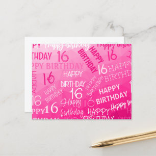 Hot pink Geometric Mesh Pattern birthday any age Postcard