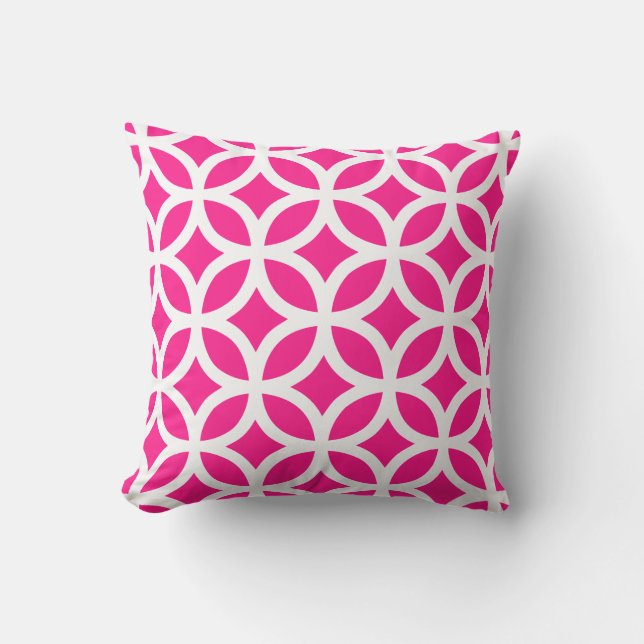 Hot Pink Geometric Pattern Outdoor Pillows (Front)