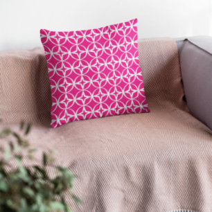 Hot Pink Geometric Pattern Throw Pillow