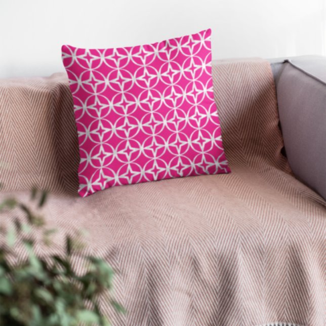 Hot Pink Geometric Pattern Throw Pillow (Creator Uploaded)