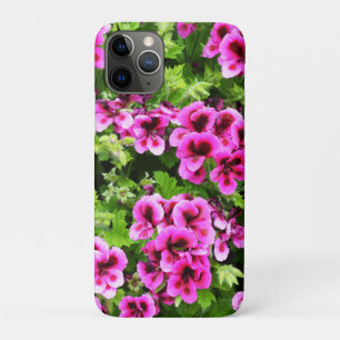 Hot Pink Geranium Flowers Growing On A Bush,   iPhone 11 Pro Case