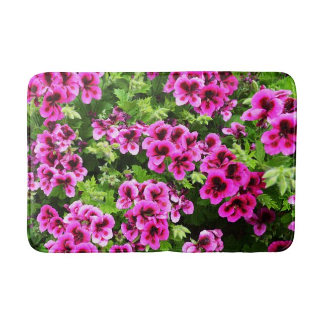 Hot Pink Geraniums, Memory Foam Bathmat (Front)