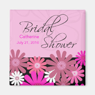 Hot Pink Gerber Daisy Bridal Shower Magnet