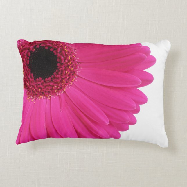 Hot Pink Gerbera Daisy Close-up Decorative Pillow (Back)