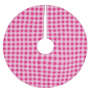 Hot Pink Gingham Brushed Polyester Tree Skirt