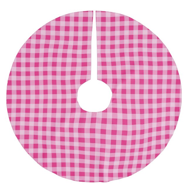 Hot Pink Gingham Brushed Polyester Tree Skirt (Front)