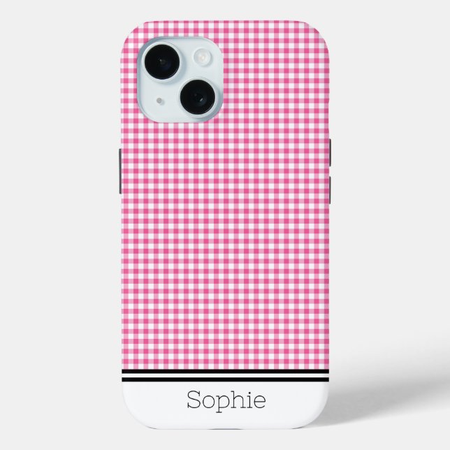 Hot Pink Gingham Custom Samsung Case-Mate iPhone Case (Back)