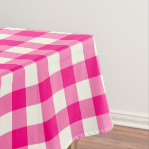 Hot Pink Gingham Pattern Check Tablecloth