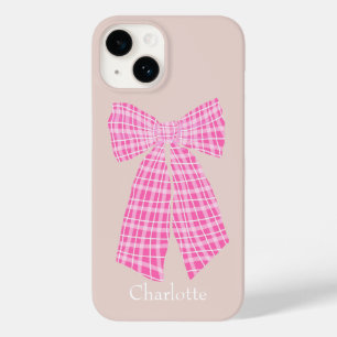  Hot Pink Gingham Romantic Coquette Hair Bow Case-Mate iPhone 14 Case