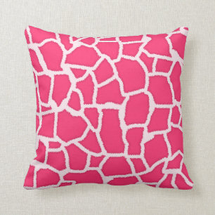 Hot Pink Giraffe Animal Print Throw Pillow