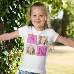 Hot Pink Girl Photo Custom Birthday Party Kids Tri-Blend Shirt<br><div class="desc">Chic hot pink 2 photo square birthday party kids t-shirt for a little girl or toddler. Celebrate your child's birthday with cute photographs of them on this add your own photograph with adorable pretty pink squares. Add their name and age.</div>