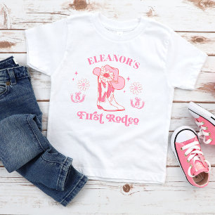 Hot Pink Girls First Rodeo 1st Birthday Baby T-Shirt