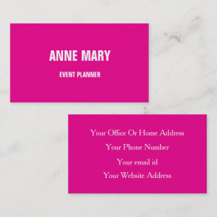 Hot Pink Girly Fuchsia Colourful Event Planner Coo Business Card