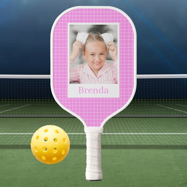 Hot Pink Girly Pattern Photo Girl Pickleball Paddle (Hot Pink Girly Pattern Photo Girl Pickleball Paddle
)
