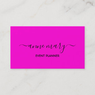 Hot Pink Girly Trendy Calligraphy Event Planner Business Card