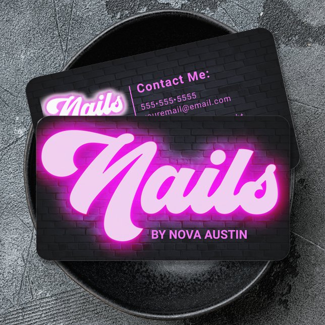 Hot Pink Glam Beauty Salon Nail Tech QR Code Business Card (Creator Uploaded)