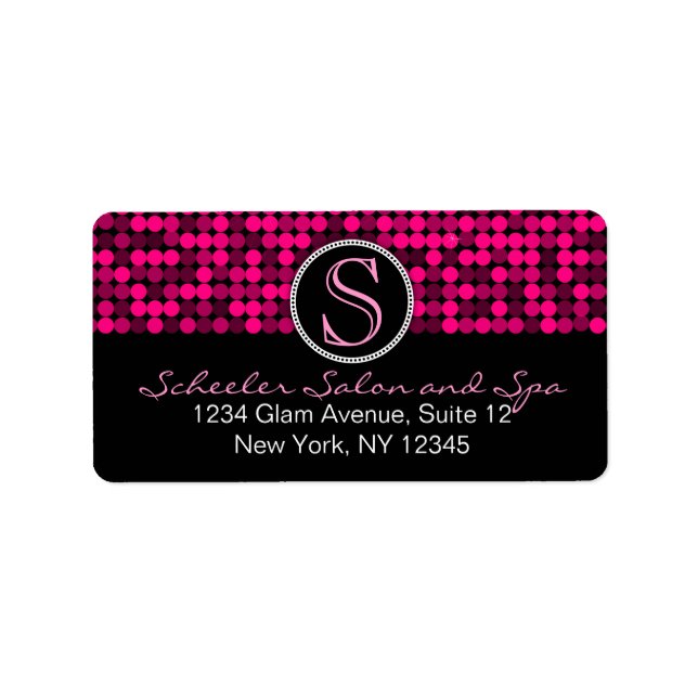 Hot Pink Glam Custom Monogram Address Labels (Front)