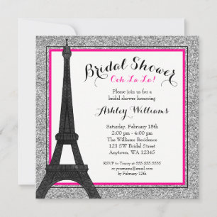 Hot Pink Glam Paris Bridal Shower Invitation