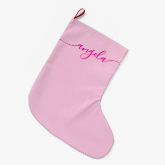 Hot Pink Glam Signature Centred Name Large Christmas Stocking
