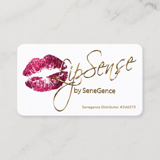 Hot Pink Glitter and Gold Business Card (Front)