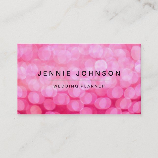 Hot Pink Glitter Bokeh Business Card (Front)