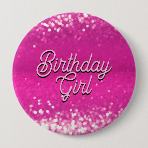 Hot Pink Glitter Bokeh Custom Text 4 Inch Round Button