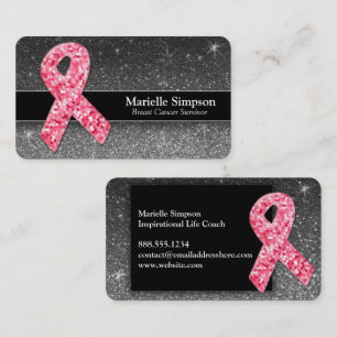 Hot Pink Glitter Breast Cancer Survivor Coach Busi Business Card