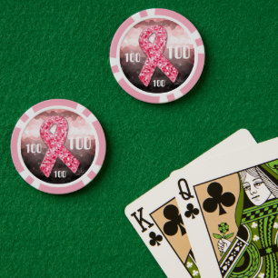 Hot Pink Glitter Breast Cancer Survivor Coach Poker Chips