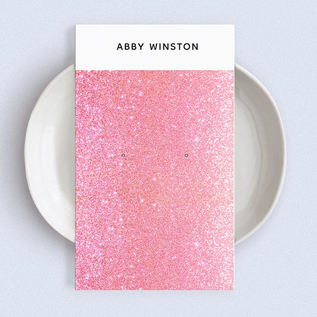 Hot PInk Glitter Earring Holder Business Card (Creator Uploaded)