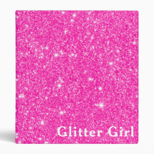 Hot Pink Glitter Girl Show Your Glamours Sparkle Binder