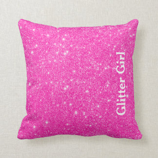 Hot Pink Glitter Girl Show Your Glamours Sparkle Throw Pillow