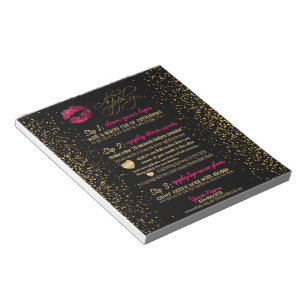 Hot Pink Glitter Lip Instructions Notepad