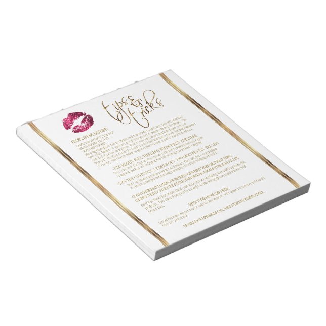 Hot Pink Glitter Lip Tips and Tricks Notepad (Angled)