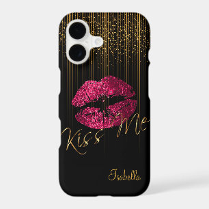 Hot Pink Glitter Lips and Gold Glitter Star Lights