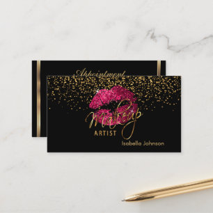 Hot Pink Glitter Lips Appointment Schedule Card