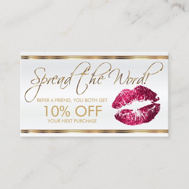 Hot Pink Glitter Lipstick Business Referral (Front)