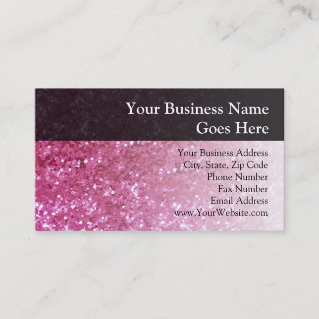 Hot Pink Glitter Look Business Card (Front)