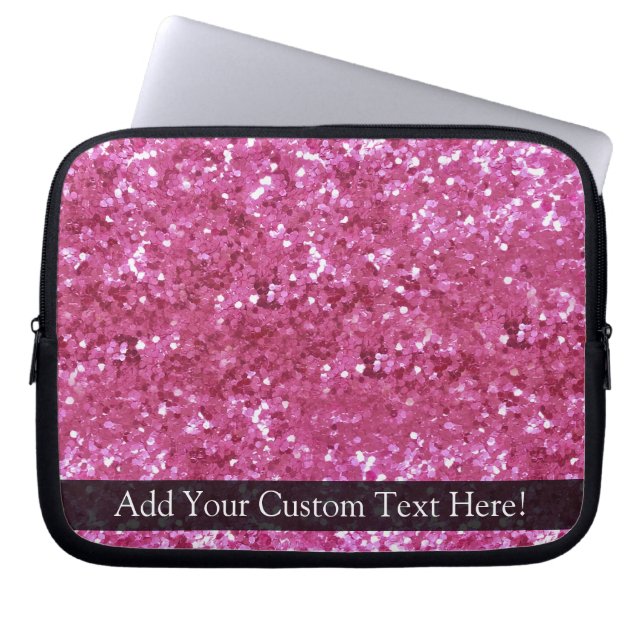 Hot Pink Glitter Look Laptop Sleeve (Front)