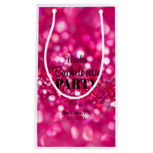 Hot Pink Glitter Modern Glam Bachelorette Party Small Gift Bag