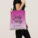 Hot Pink Glitter Ombre 60 and Sassy 60th Birthday Tote Bag<br><div class="desc">Celebrate turning 60 in style with this modern 60th birthday design on a hot pink glitter ombre background, a chic 60th birthday invitation you can simply personalize and send out for your sixtieth birthday party celebration. The words sixty and sassy are set using modern script. If you need any help...</div>