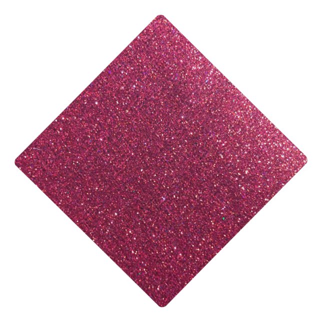 Hot Pink Glitter Ombre Sparkles Girly Glam Teacher Graduation Cap Topper (Front)