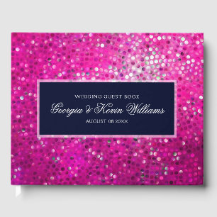 Hot Pink Glitter Pattern Guest Book